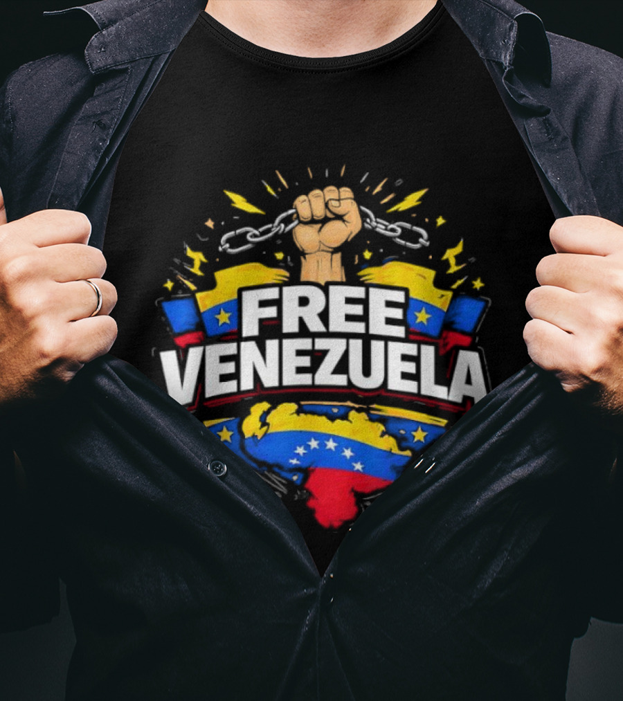 Free Venezuela With Broken Chains And National Colors Symbolic Image T-Shirt