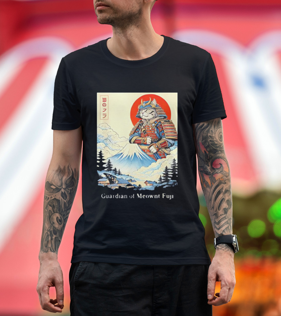 Guardian Of Meownt Fuji Samurai Cat Japanese T-Shirt