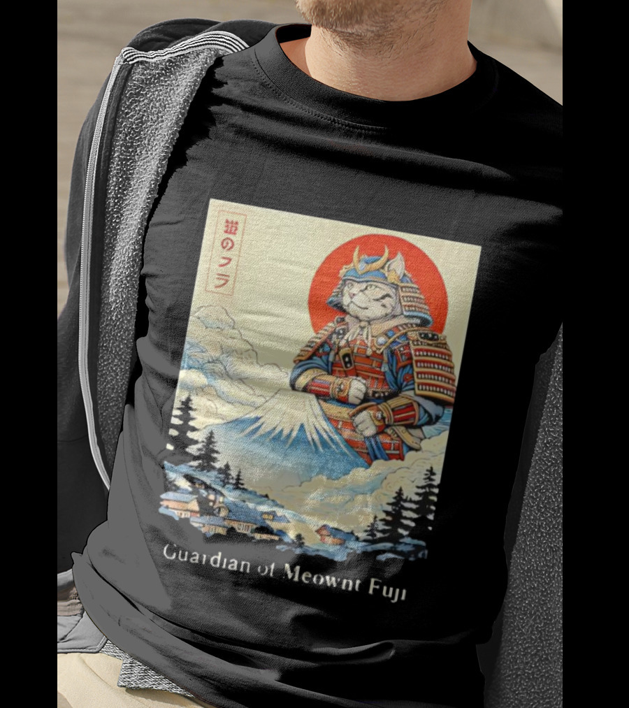 Guardian Of Meownt Fuji Samurai Cat Japanese T-Shirt