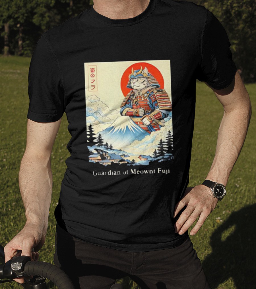 Guardian Of Meownt Fuji Samurai Cat Japanese T-Shirt