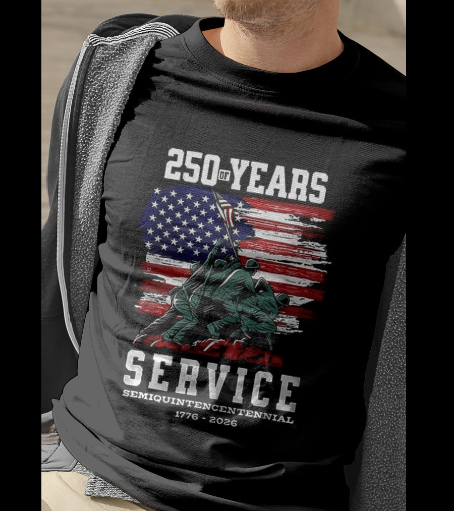250 Years Service America Anniversary Semiquincentennial US Flag 1776 2026 T-Shirt