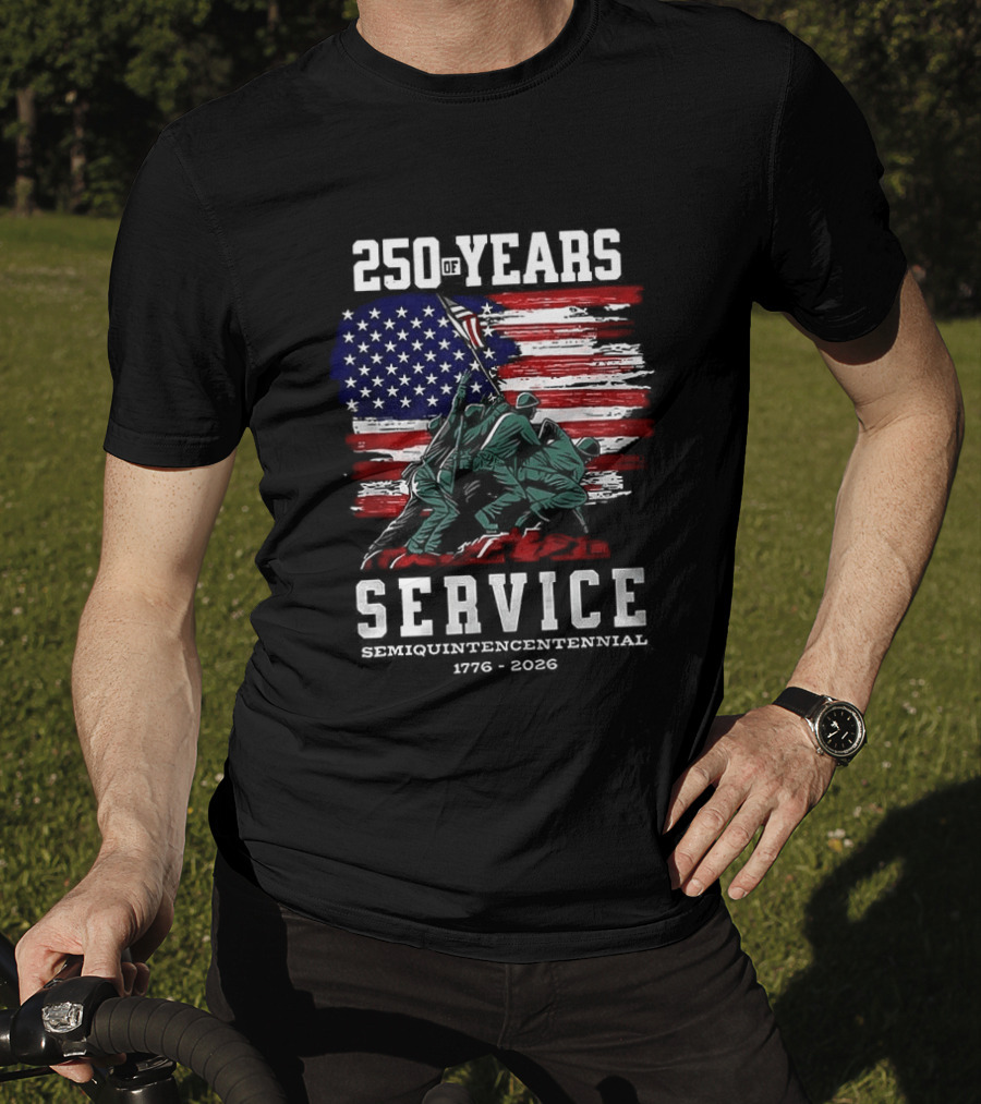 250 Years Service America Anniversary Semiquincentennial US Flag 1776 2026 T-Shirt
