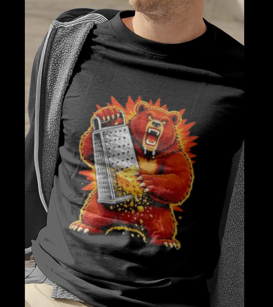 Angry Bear Grating Cheese Grater Hater Fierce Cheese Grating Bear T-Shirt