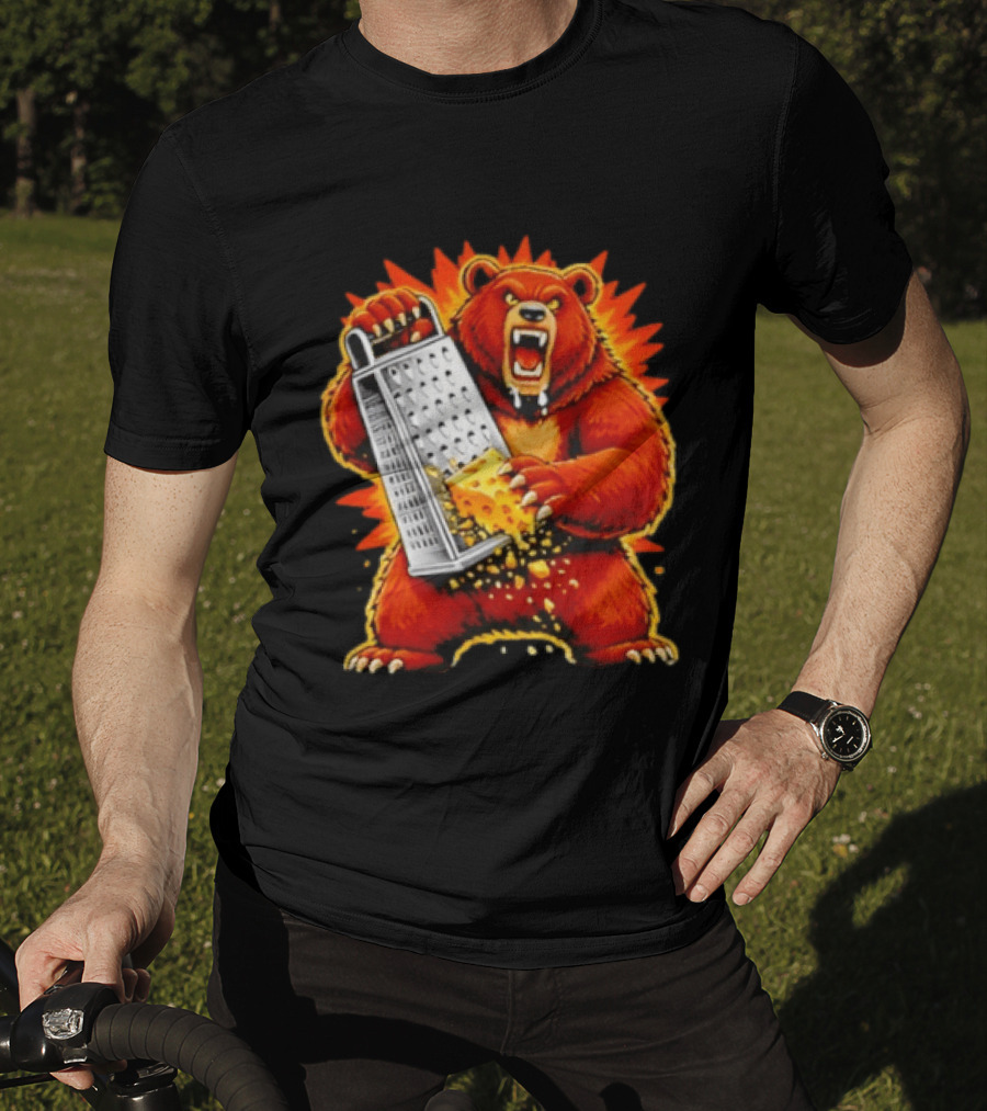 Angry Bear Grating Cheese Grater Hater Fierce Cheese Grating Bear T-Shirt