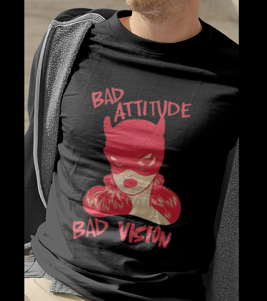 Bad Attitude Bad Vision HDZ Retro Comic Style Masked Woman T-Shirt