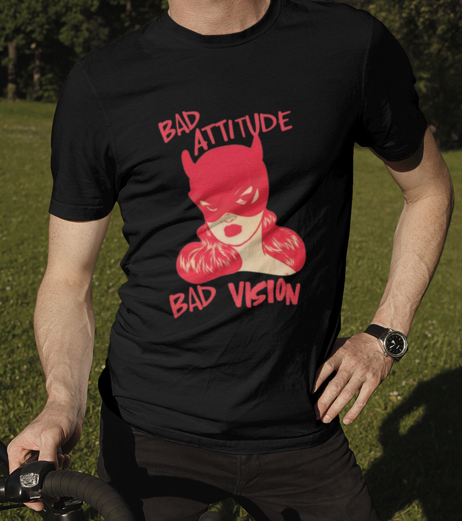 Bad Attitude Bad Vision HDZ Retro Comic Style Masked Woman T-Shirt