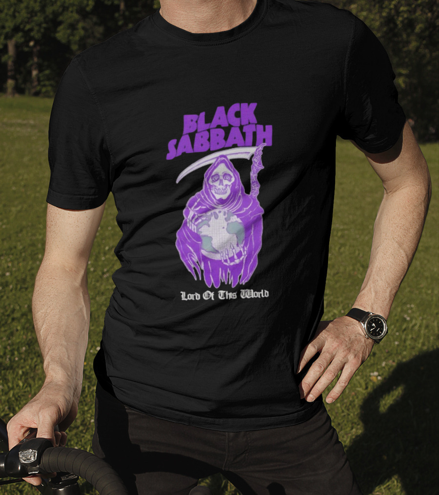 Black Sabbath Lord Of This World Grim Reaper Holding Earth T-Shirt