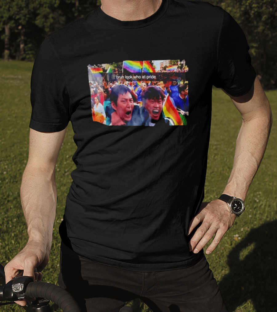Bruh Look Who At Pride Rainbow Flags Crowd T-Shirt