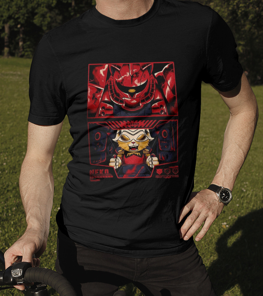 Zaku II Cat Aznable Char Aznable Gundam Anime Warning Meow T-Shirt