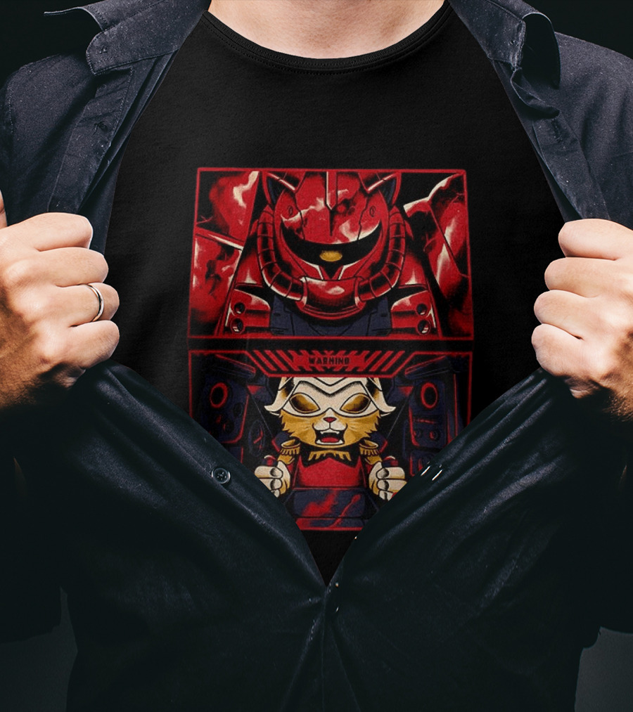 Zaku II Cat Aznable Char Aznable Gundam Anime Warning Meow T-Shirt