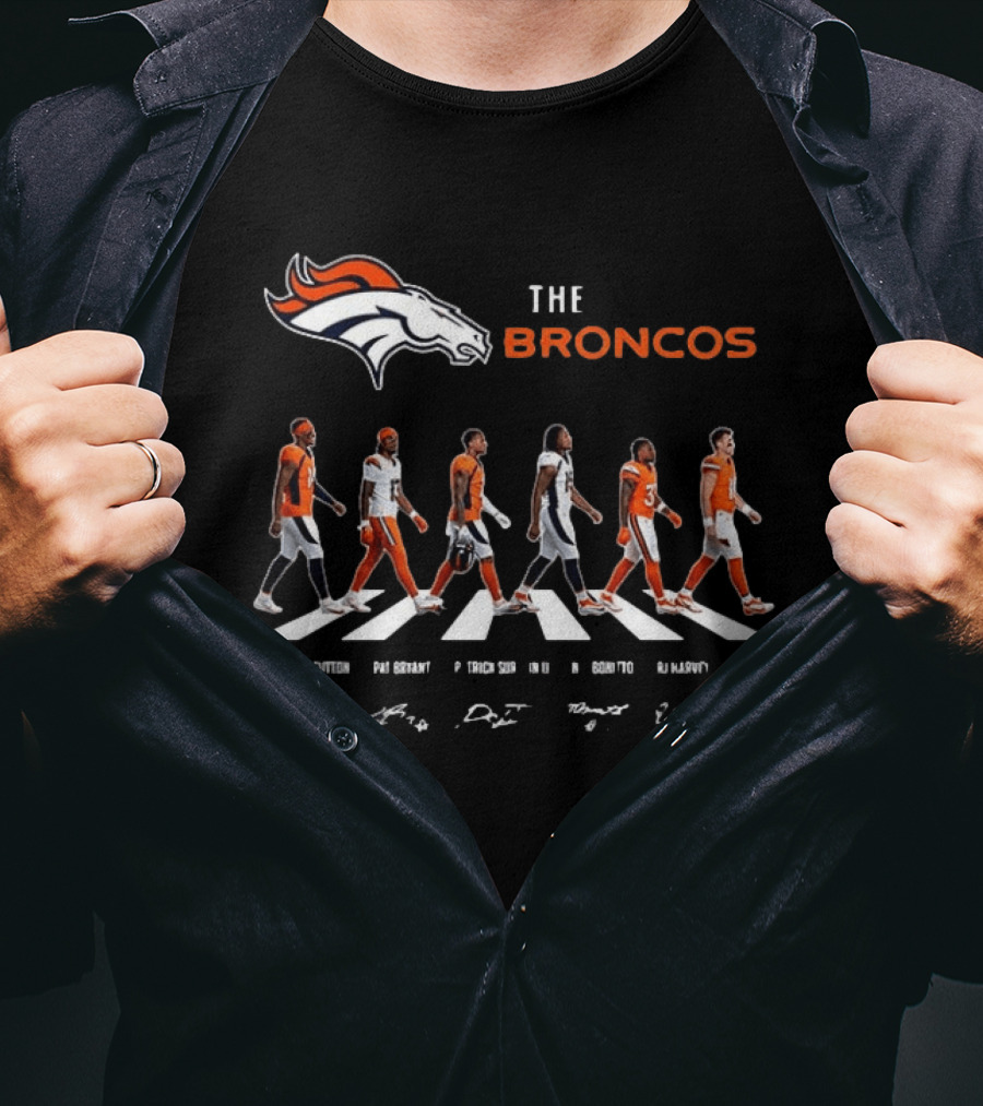 Denver Broncos NFL Player Signatures Crosswalk Concept T-Shirt