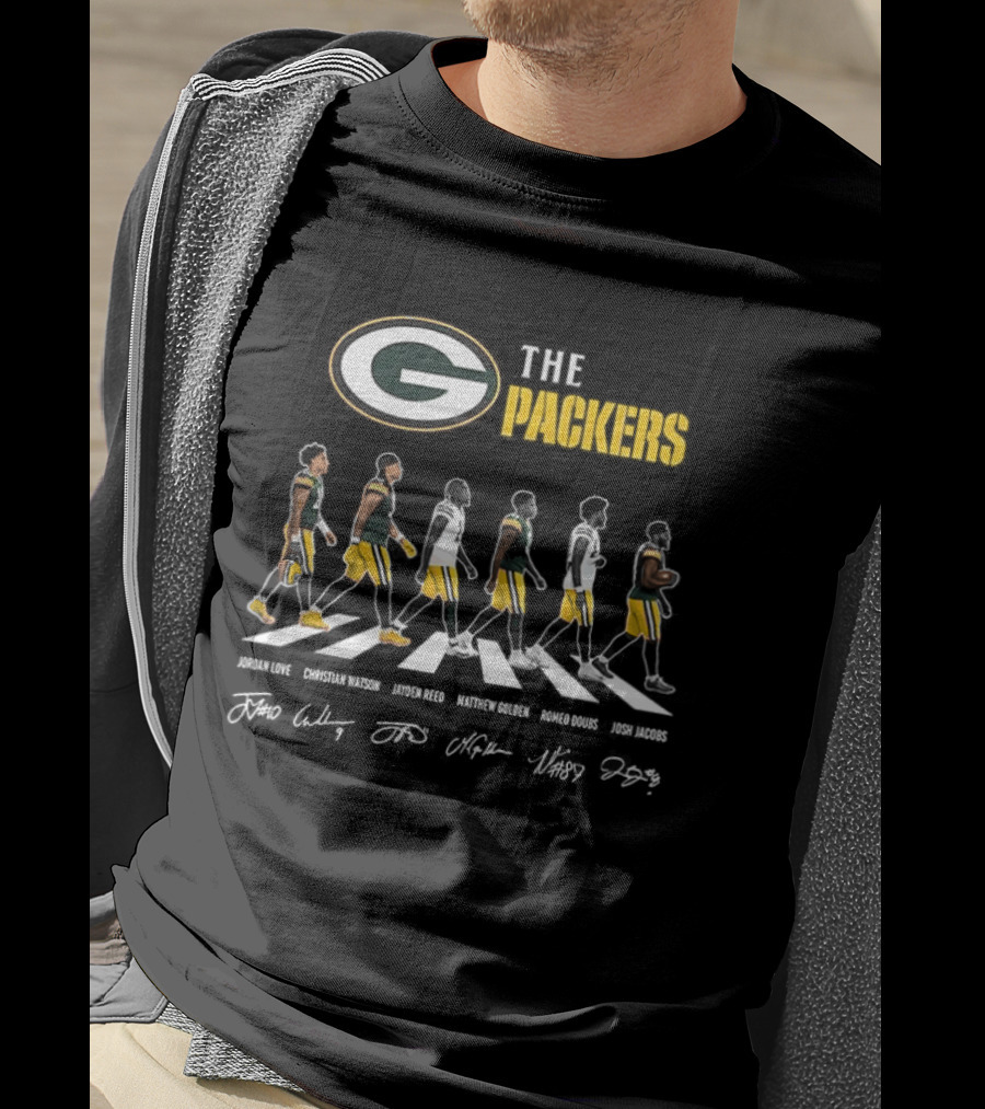 Packers NFL Players Abbey Road Parody Signatures T-Shirt