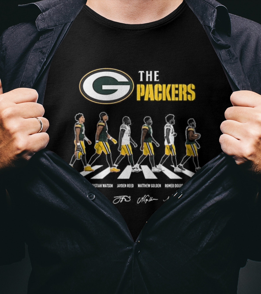 Packers NFL Players Abbey Road Parody Signatures T-Shirt