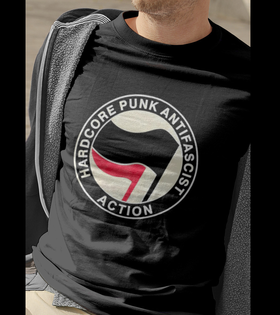 Hardcore Punk Antifascist Action Red Flag T-Shirt