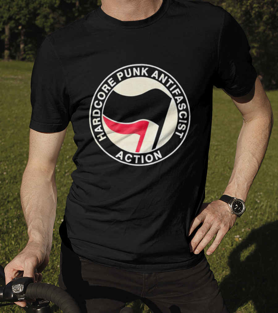 Hardcore Punk Antifascist Action Red Flag T-Shirt