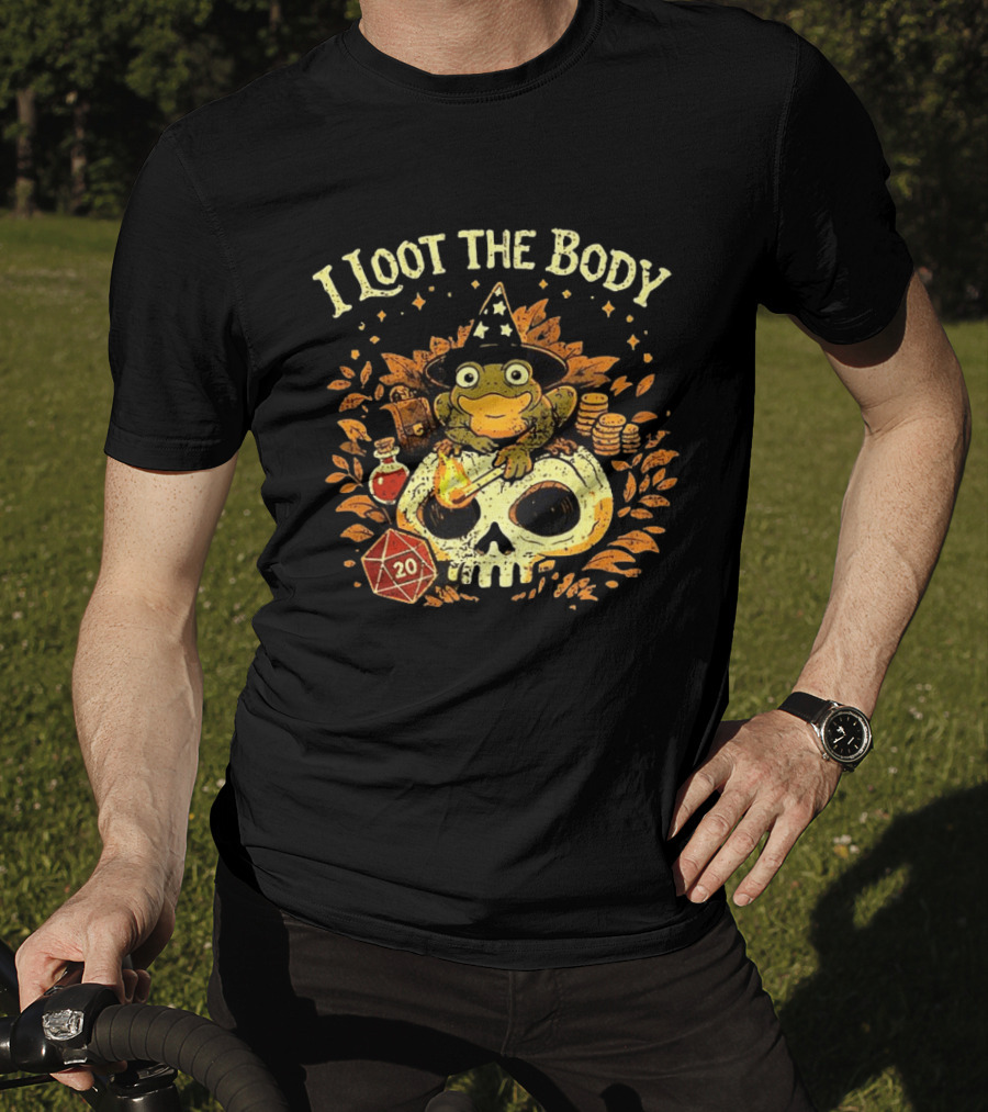 I Loot The Body Frog Wizard Dice Fantasy Adventure T-Shirt