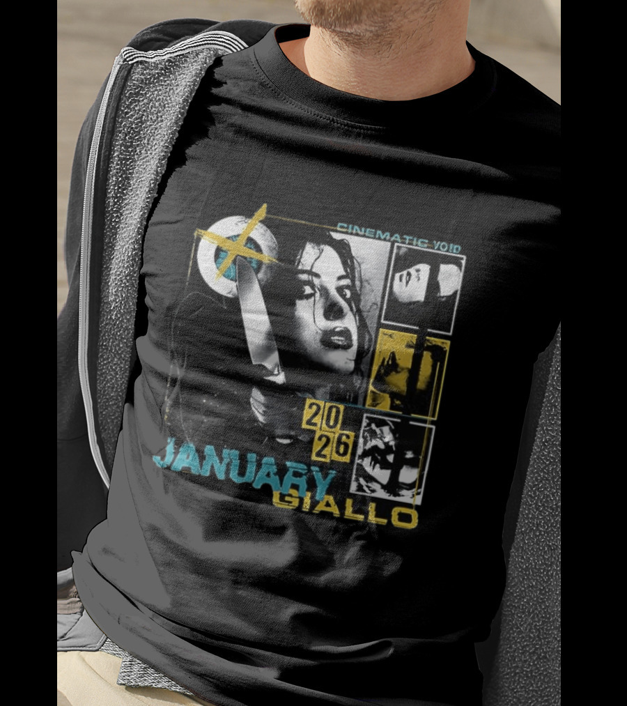 Cinematic Void January Giallo 2026 Knife Black And Yellow T-Shirt