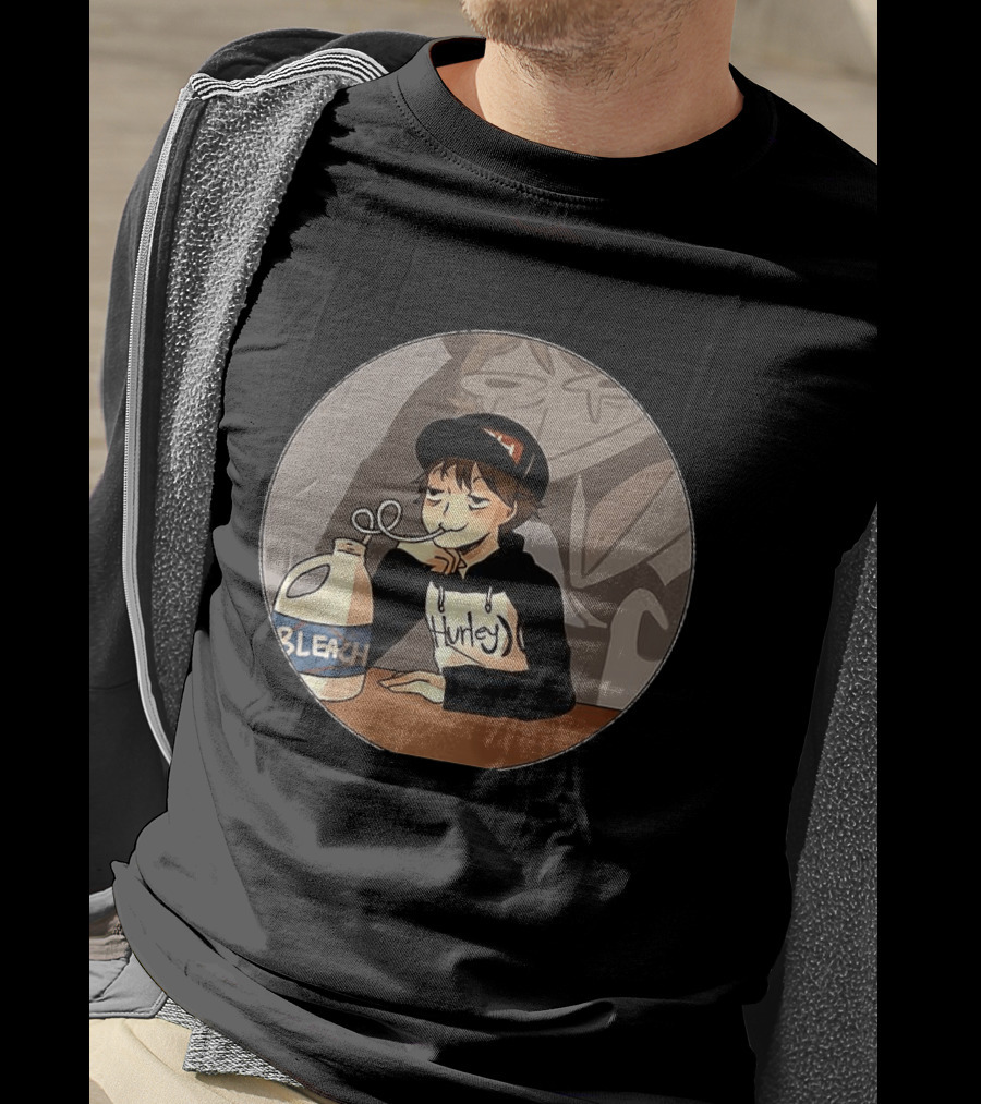 Leafy Hurley Drinking Bleach Meme Gaming Dark Light T-Shirt