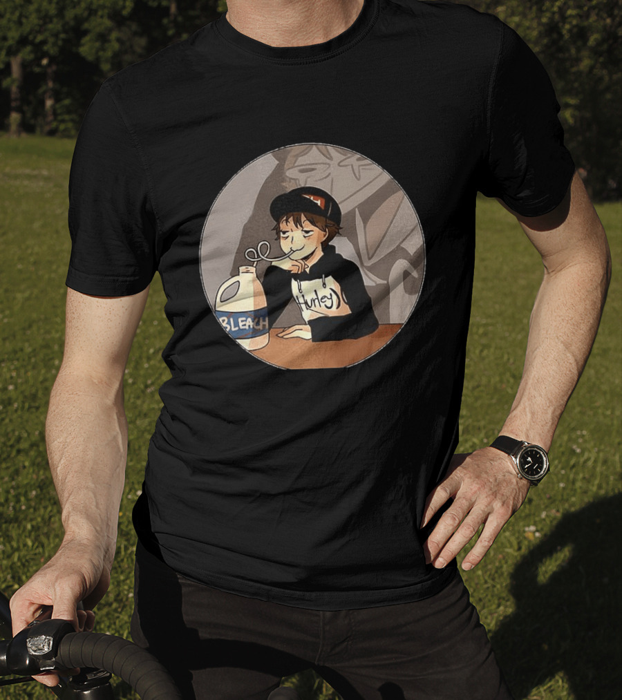 Leafy Hurley Drinking Bleach Meme Gaming Dark Light T-Shirt