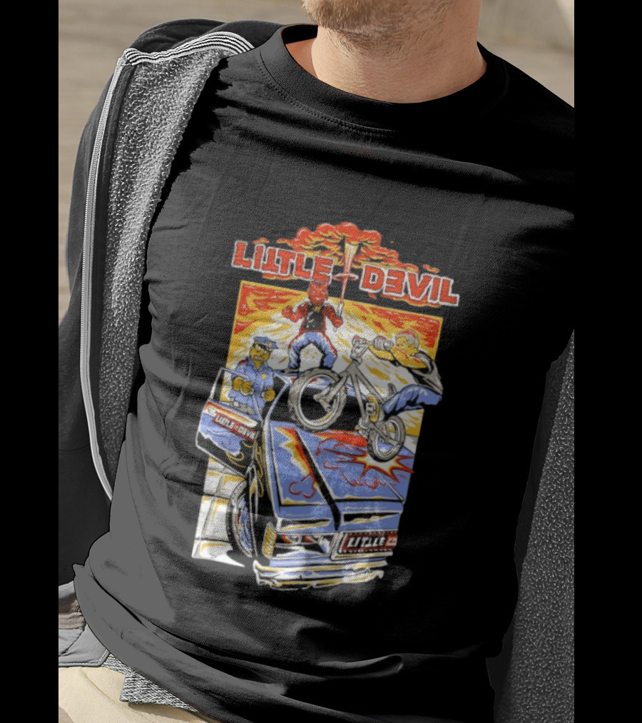 Little Devil BMX Police Chase Red Character And Van T-Shirt