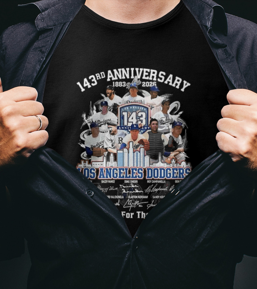 Los Angeles Dodgers 143rd Anniversary Thank You For The Memories Player Signatures T-Shirt