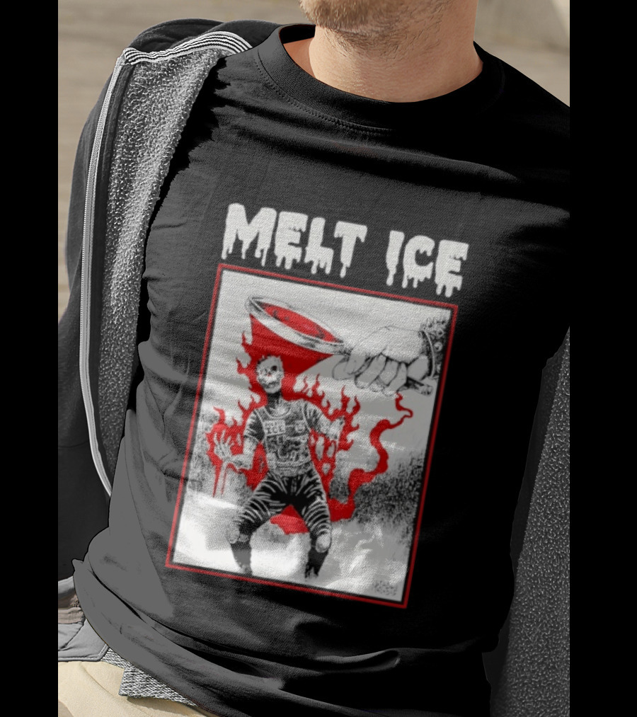 Melt Ice Skeleton Magnifying Glass Scene T-Shirt