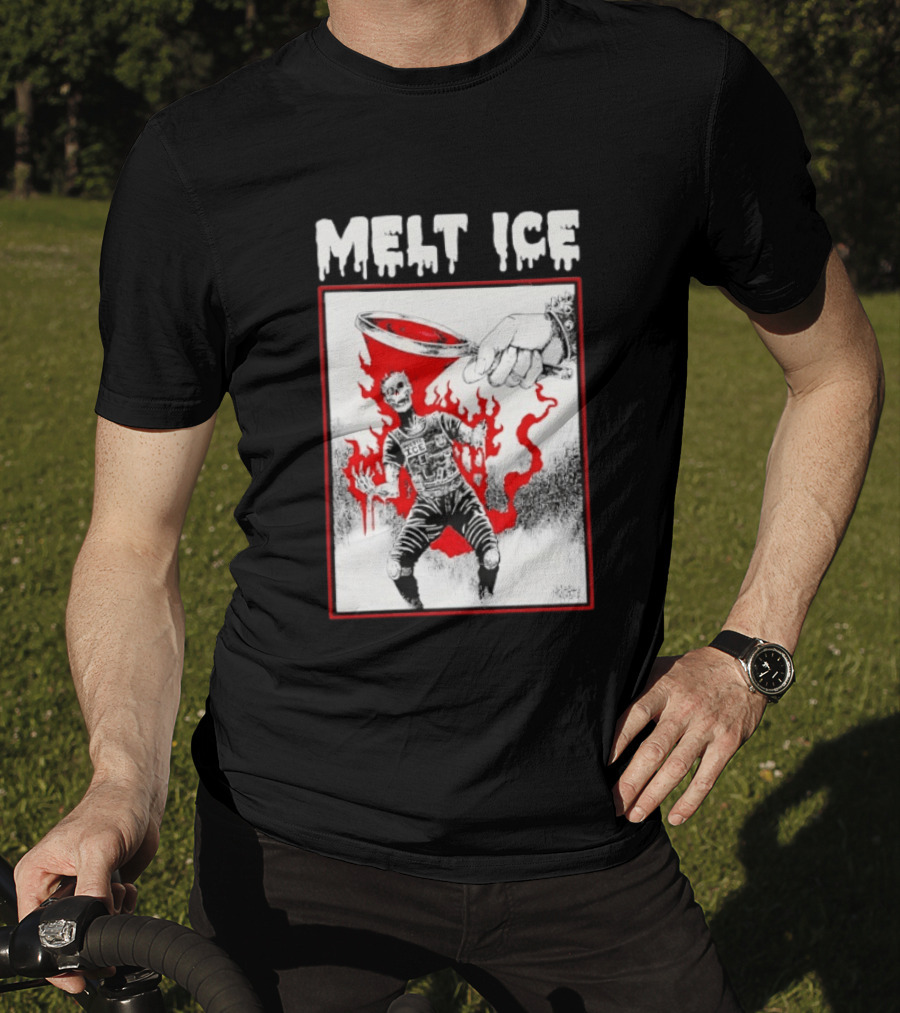 Melt Ice Skeleton Magnifying Glass Scene T-Shirt