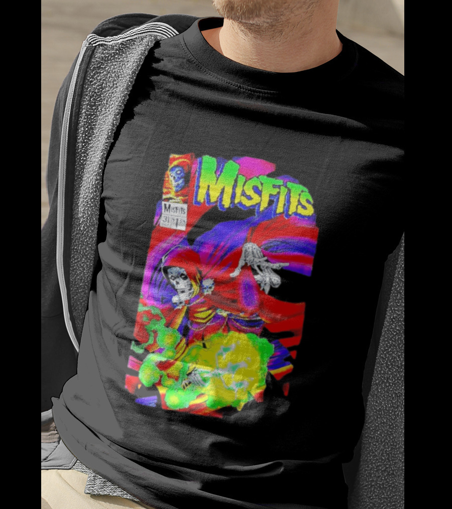 Misfits Hell Fiend Spawn 31 Fiend Skull Cloak Neon T-Shirt