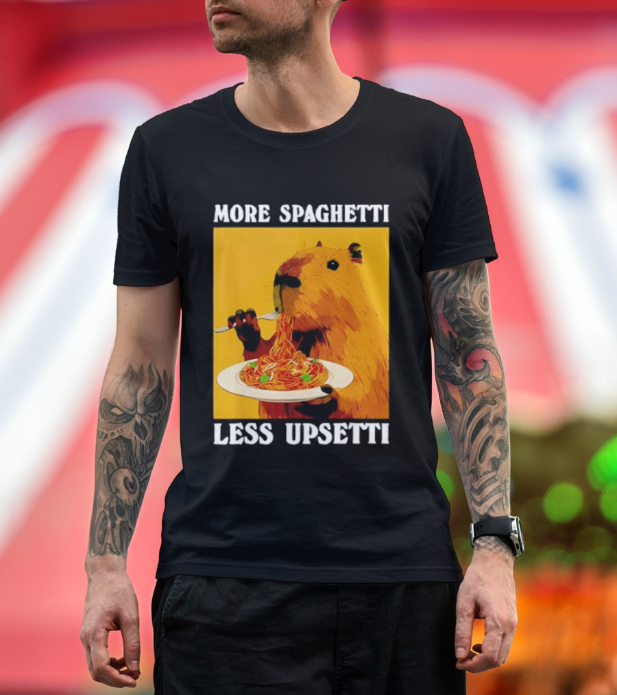 More Spaghetti Less Upsetti Capybara Eating Pasta Plate T-Shirt