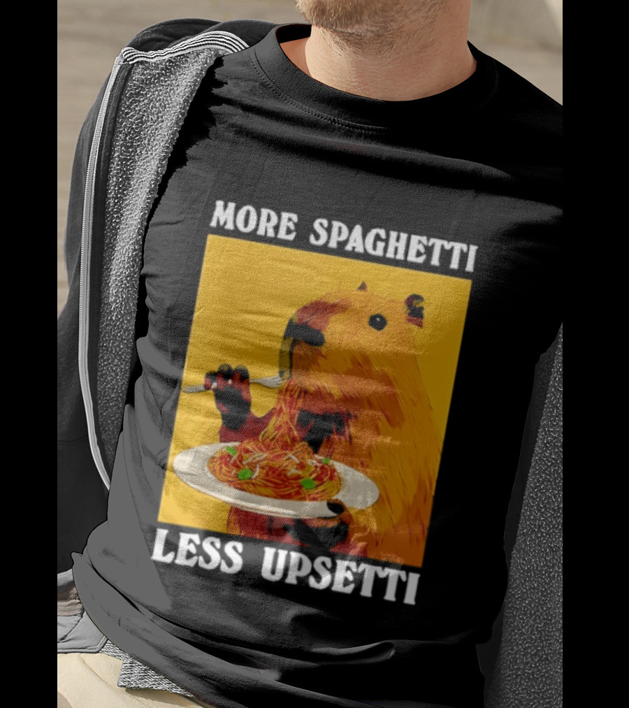 More Spaghetti Less Upsetti Capybara Eating Pasta Plate T-Shirt