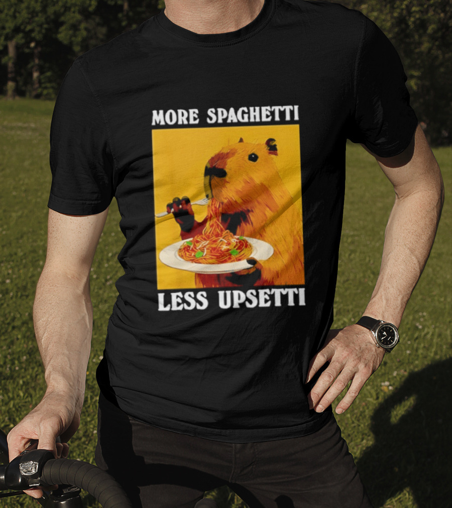 More Spaghetti Less Upsetti Capybara Eating Pasta Plate T-Shirt