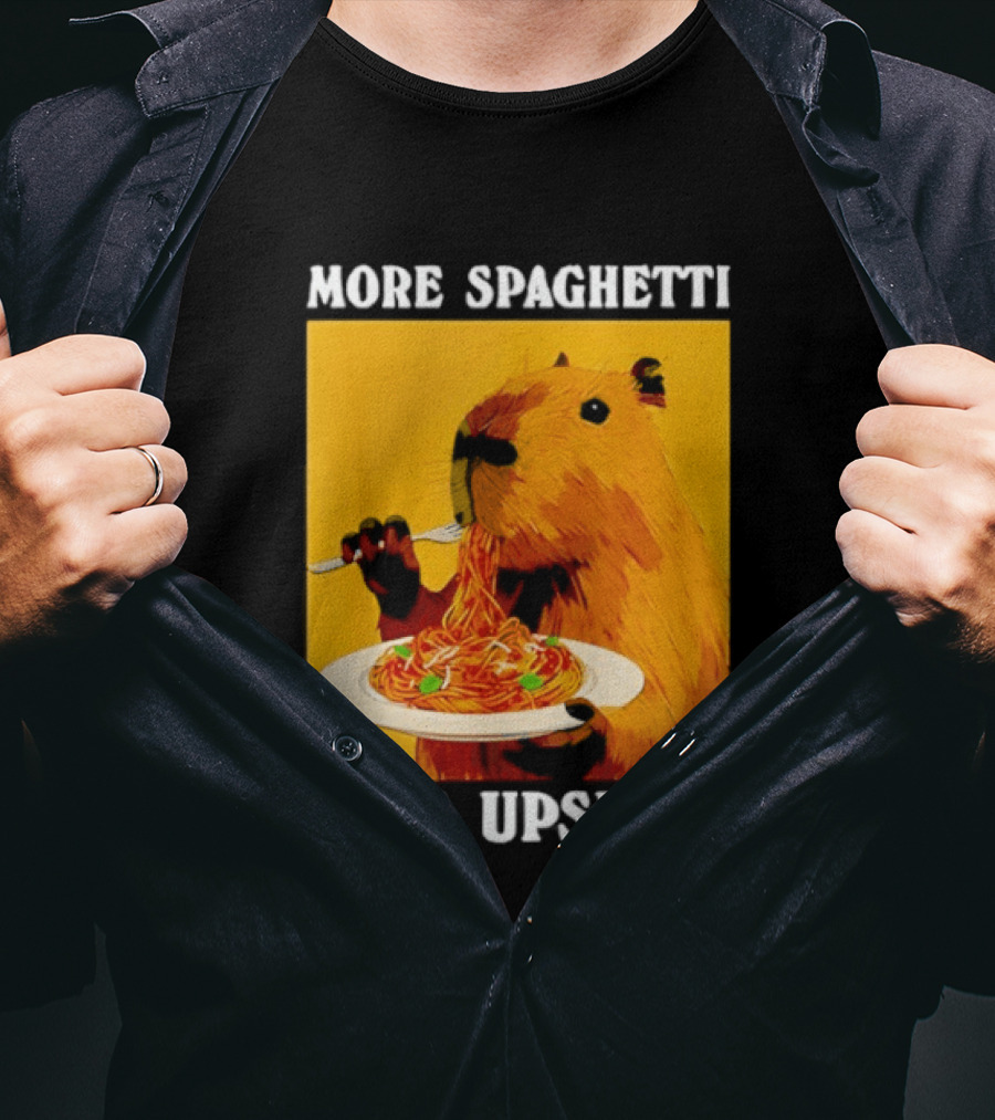 More Spaghetti Less Upsetti Capybara Eating Pasta Plate T-Shirt