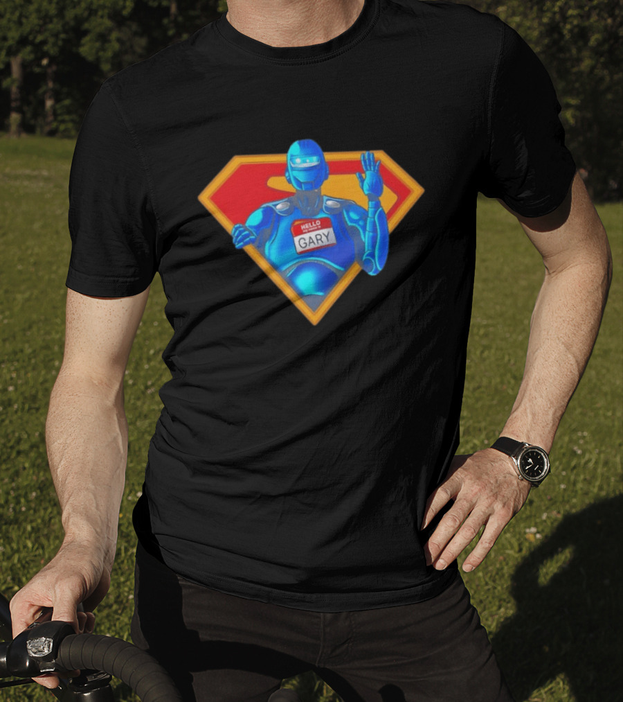 Gary Robot Superman Parody With Nametag T-Shirt