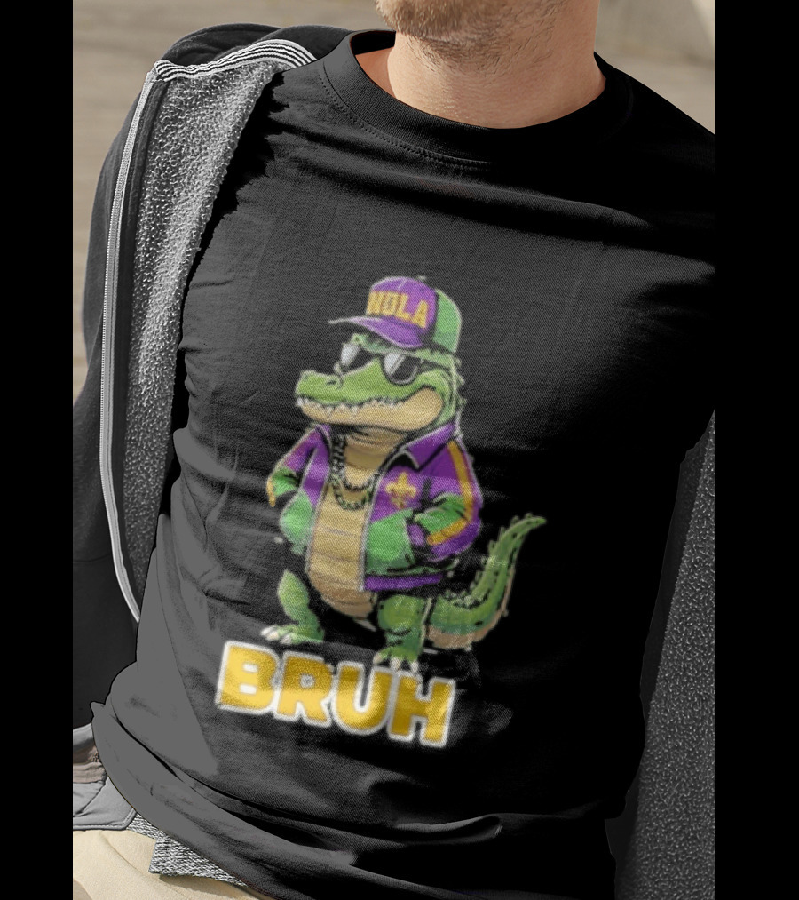 New Orleans Alligator Nola Bruh Mardi Gras Party Vibe T-Shirt