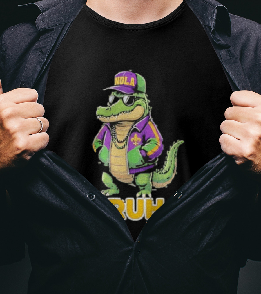 New Orleans Alligator Nola Bruh Mardi Gras Party Vibe T-Shirt