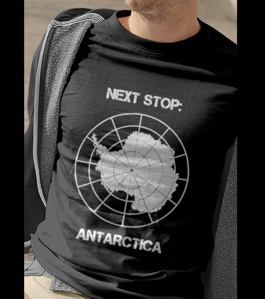 Next Stop Antarctica Map Outline Adventure T-Shirt