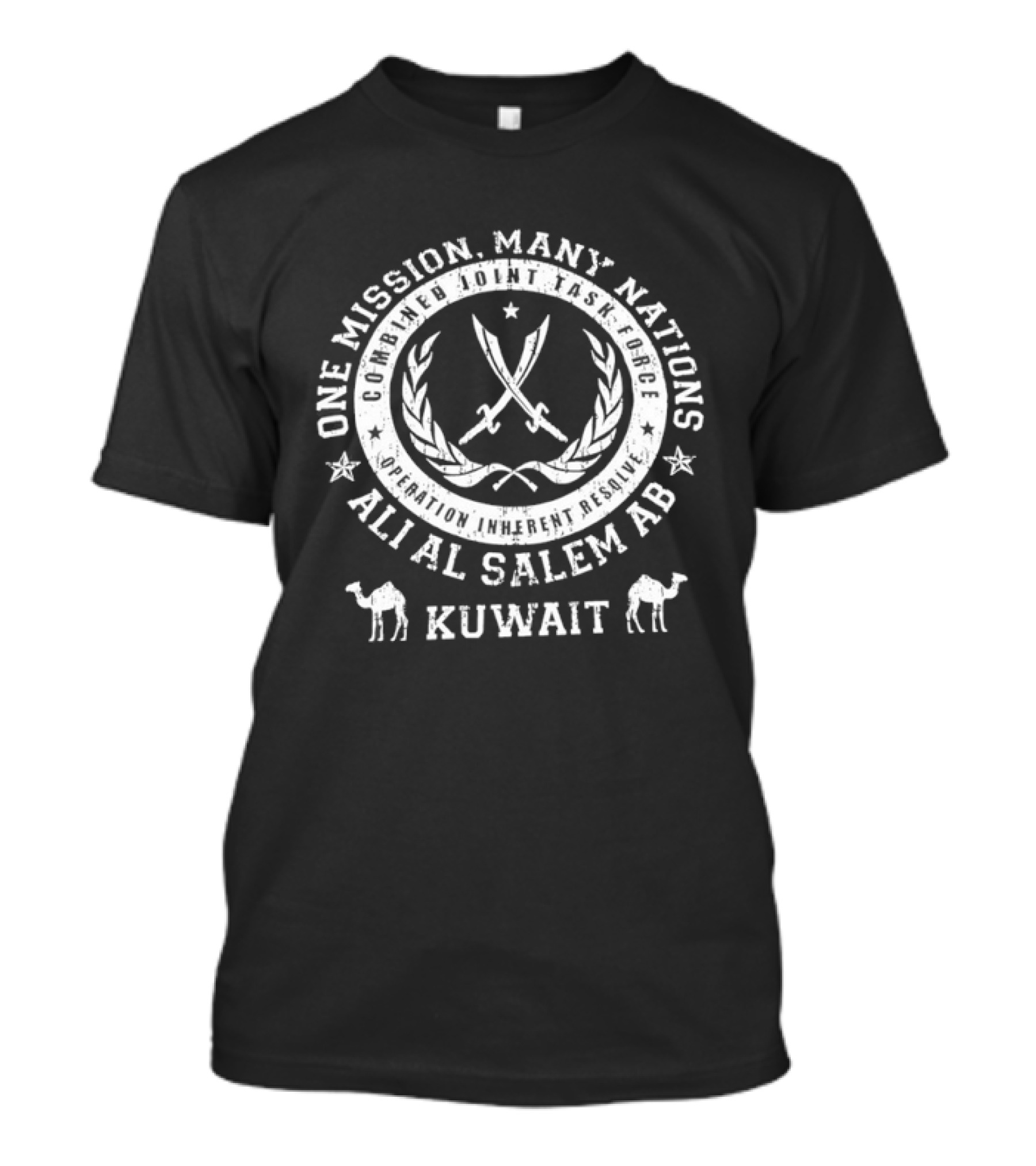 One Mission Many Nations Ali Al Salem AB Kuwait Camels T-Shirt