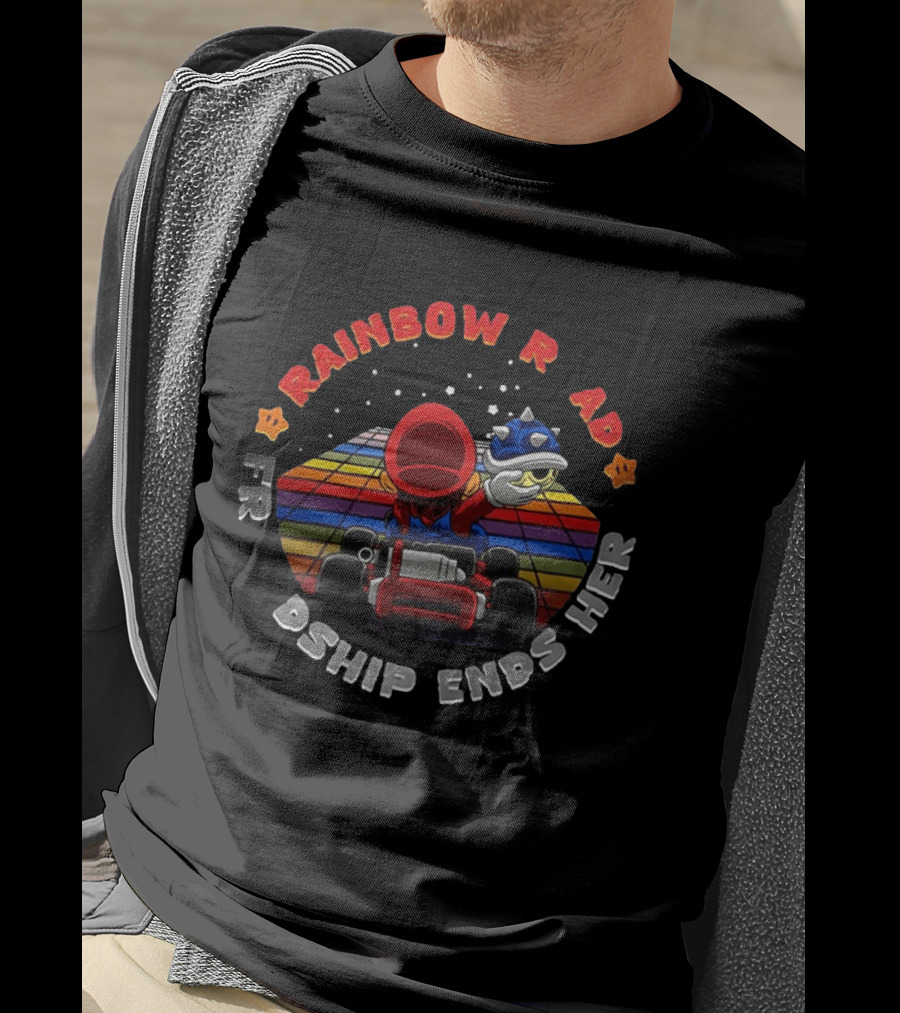 Rainbow Road Friendship Ends Here Classic Video Game Kart Racer T-Shirt