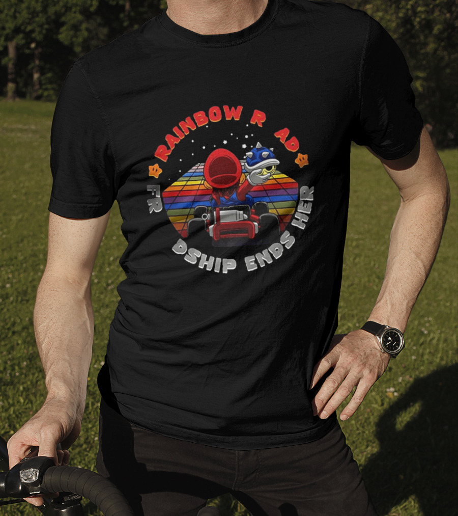 Rainbow Road Friendship Ends Here Classic Video Game Kart Racer T-Shirt