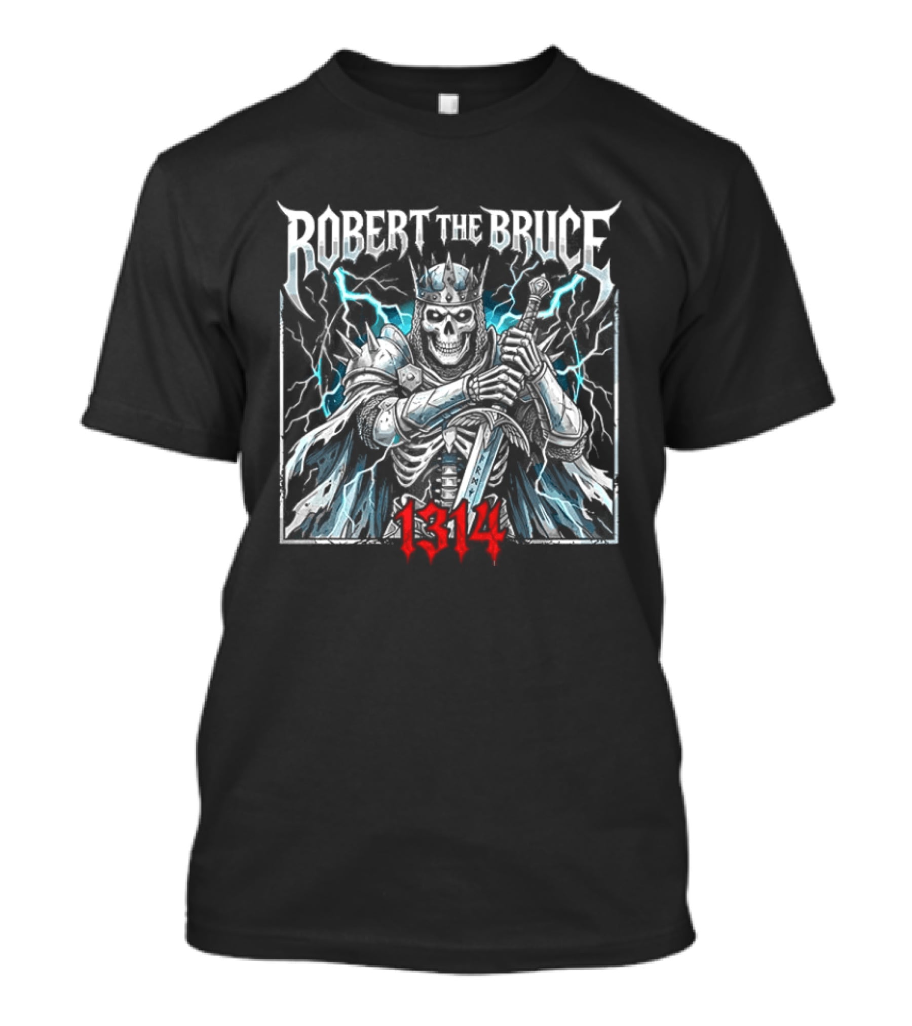 Robert The Bruce 1314 Scottish King Lightning Battle Scene T-Shirt
