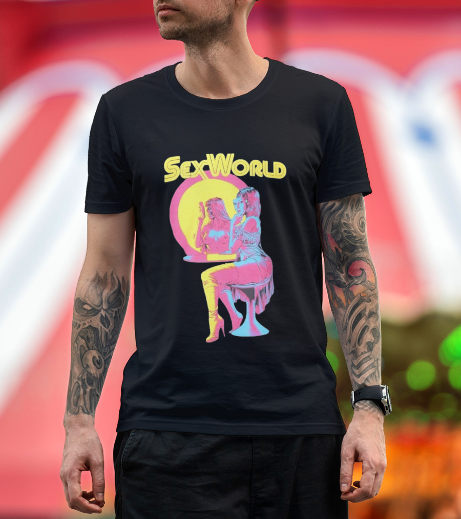 SexWorld Retro Neon Art Style With Futuristic Sexbot T-Shirt