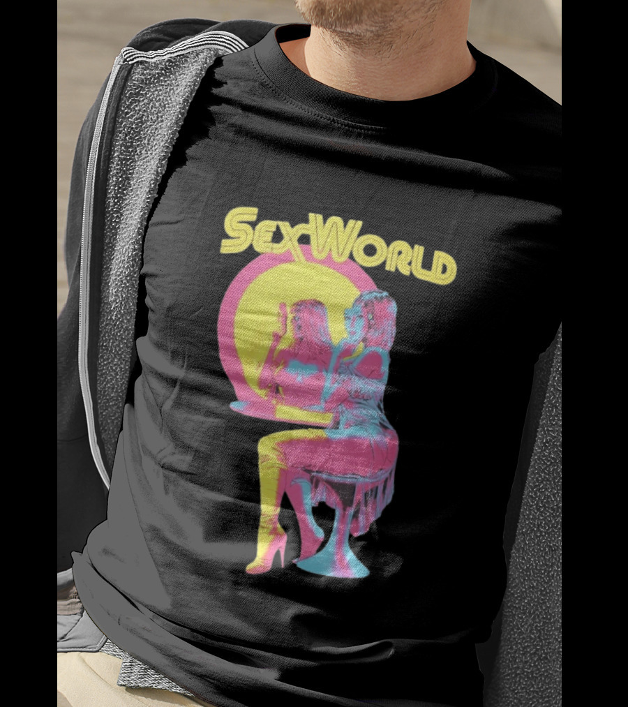 SexWorld Retro Neon Art Style With Futuristic Sexbot T-Shirt