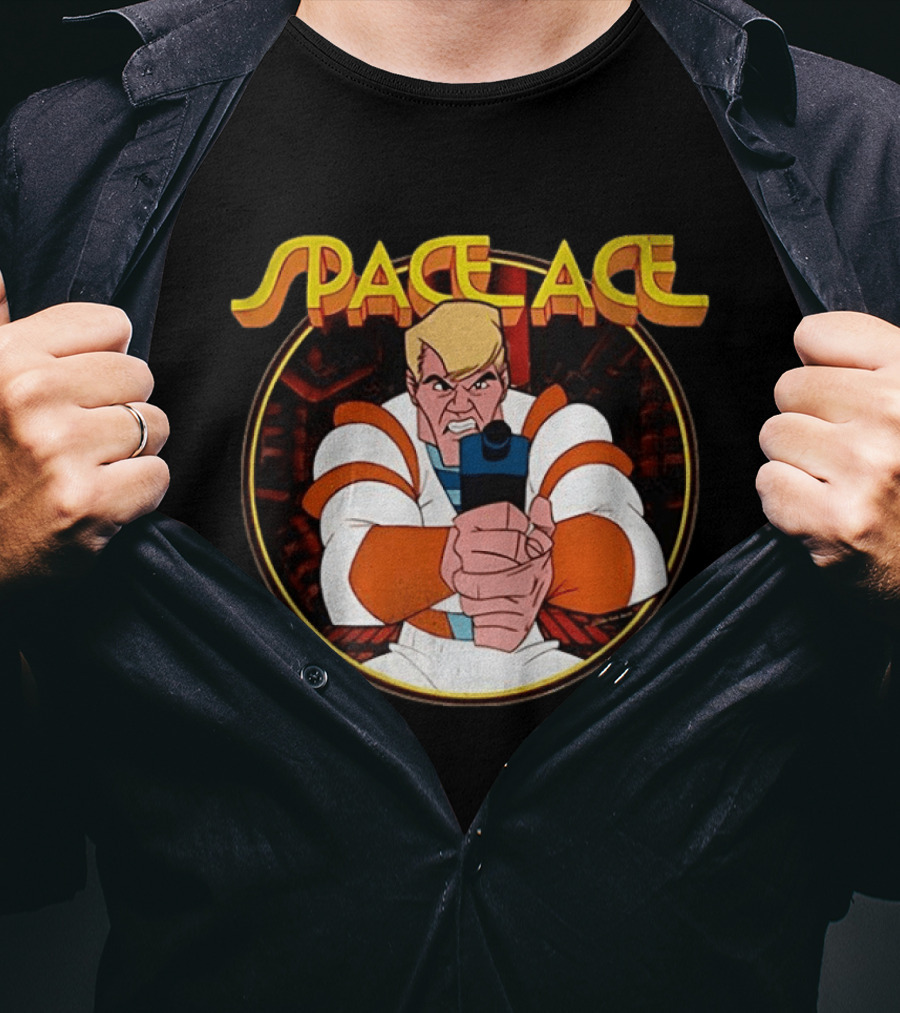 Space Ace Classic Video Game Hero With Blaster T-Shirt