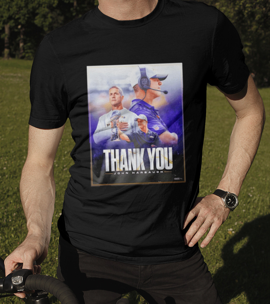 Thank You John Harbaugh NFL Coach Career Highlights Ravens Leadership T-Shirt