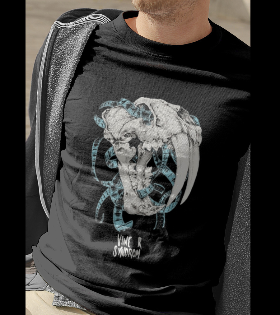 Vinegar Syndrome Saber Toothed Tiger Skull Vintage Film Reel T-Shirt