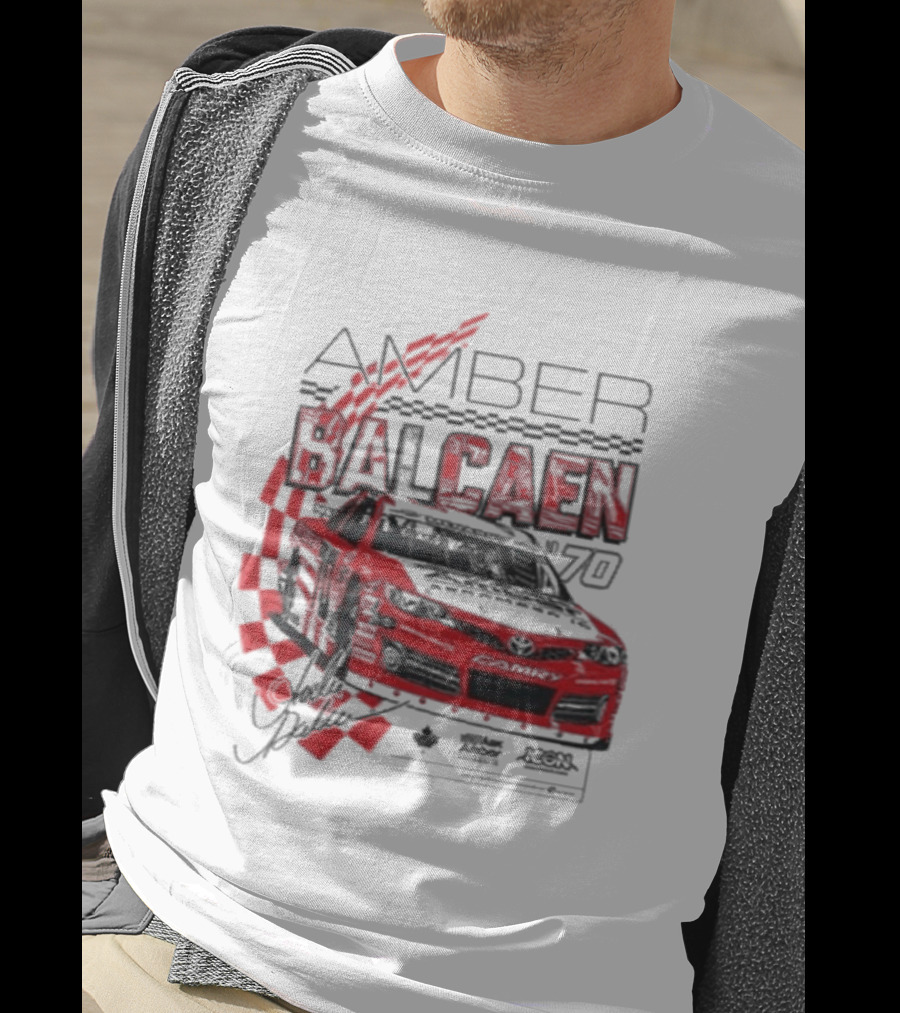 Amber Balcaen Racing Daytona Red Car Number 70 Racing Flags T-Shirt