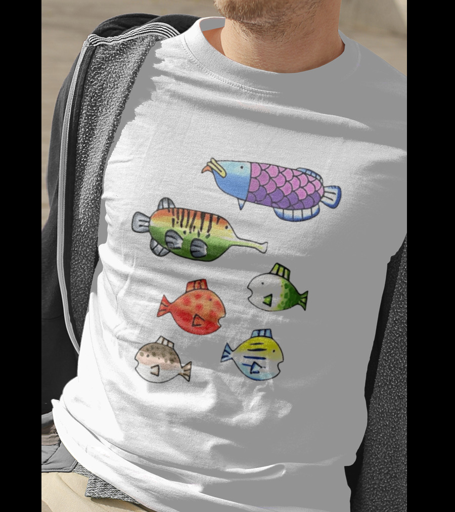 Fishing Wii Party Play Fish Species Video Game Colorful Fish T-Shirt