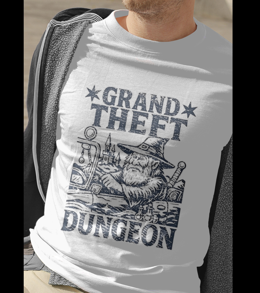 Grand Theft Dungeon Wizard Parody Adventure Gamer Mashup T-Shirt