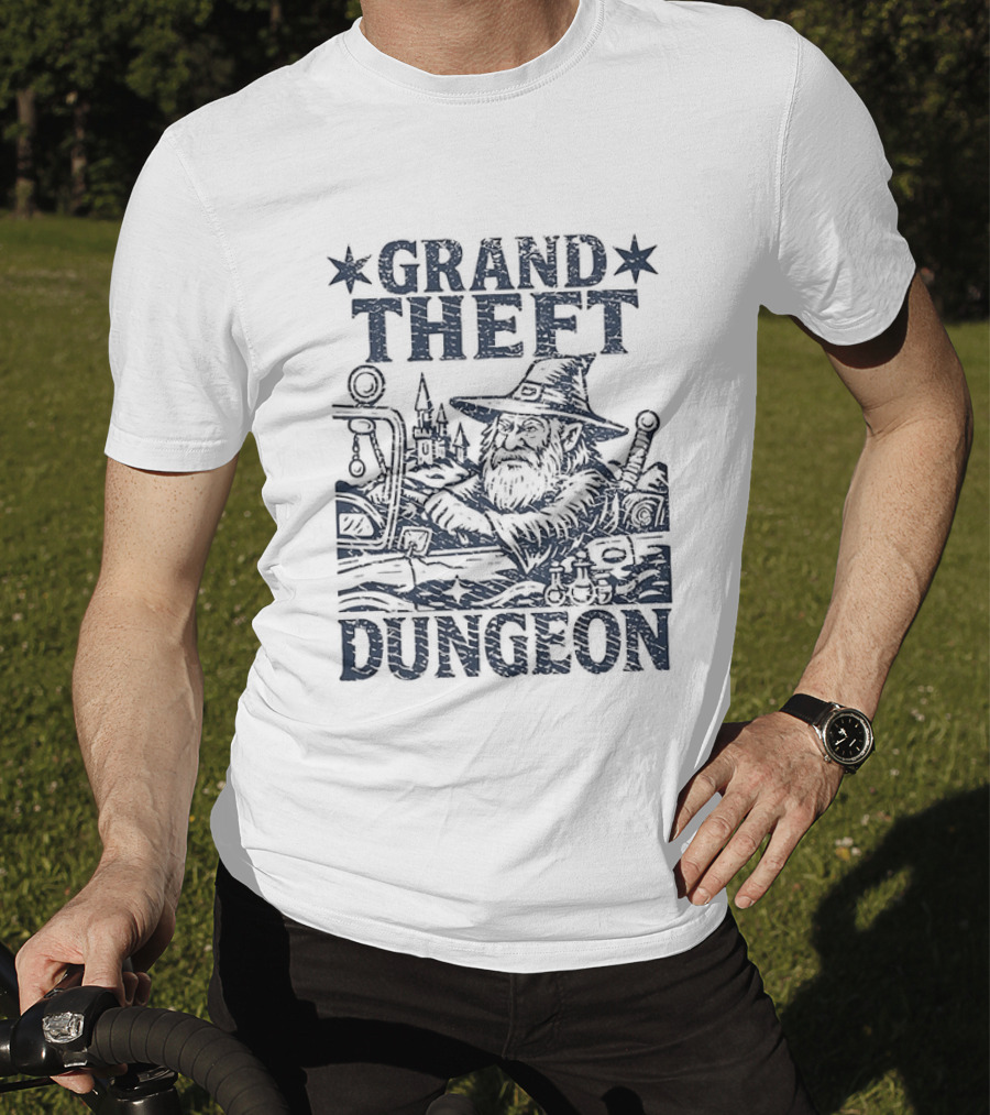Grand Theft Dungeon Wizard Parody Adventure Gamer Mashup T-Shirt