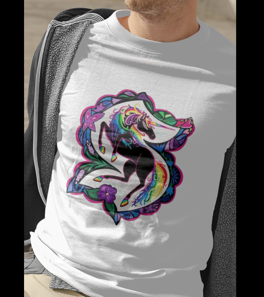 Seattle Kraken Unicorn Pride Rainbow Floral T-Shirt